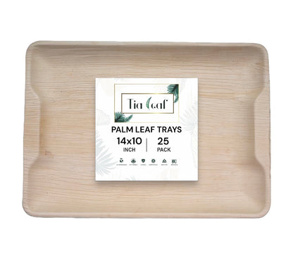 14" x 10" Rectangle Palm Leaf Trays - Tia Leaf