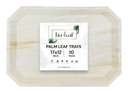 17" x 12" Rectangle Palm Leaf Trays - Tia Leaf