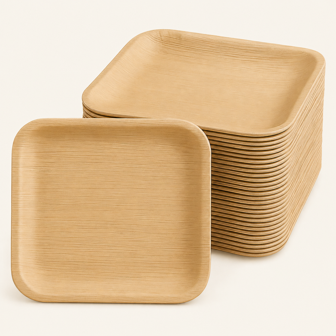 Square Palm Leaf Plates – 10, 9, 8, 6, 5 Inch by Tia Leaf