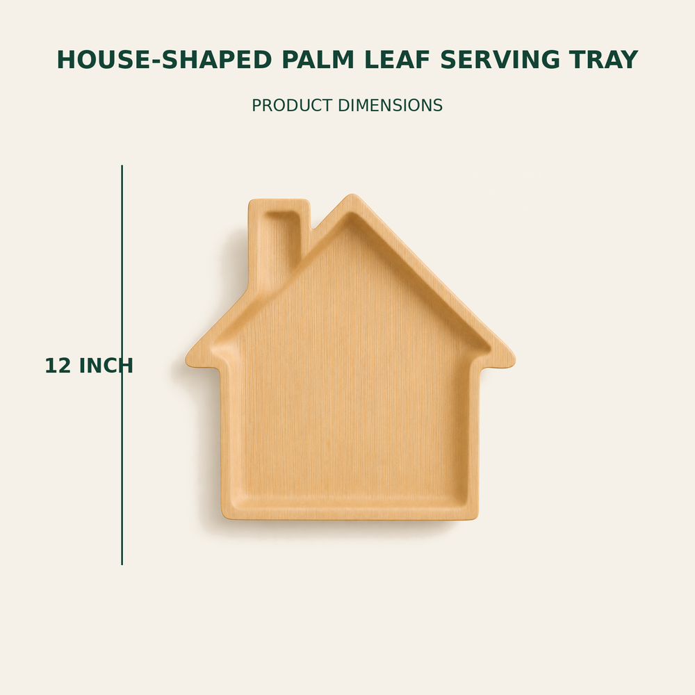 House Palm Leaf Serving Tray – 12 Inch size guide showing available product dimensions