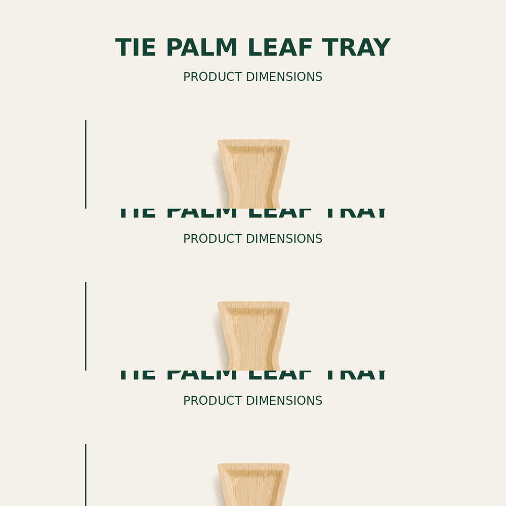Tie Palm Leaf Tray – 12x5 Inch size guide showing available product dimensions