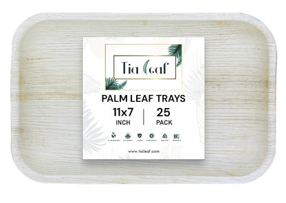 11" x 7" Rectangle Palm Leaf Trays - Tia Leaf