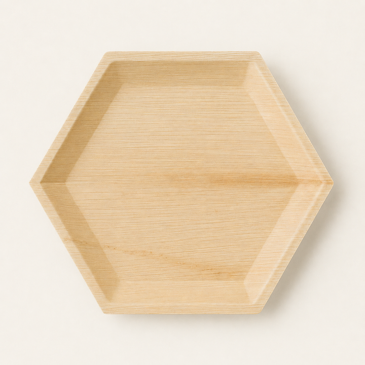 Hexagon Palm Leaf Tray – 14 Inch by Tia Leaf