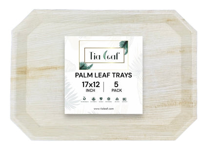 17" x 12" Rectangle Palm Leaf Trays - Tia Leaf