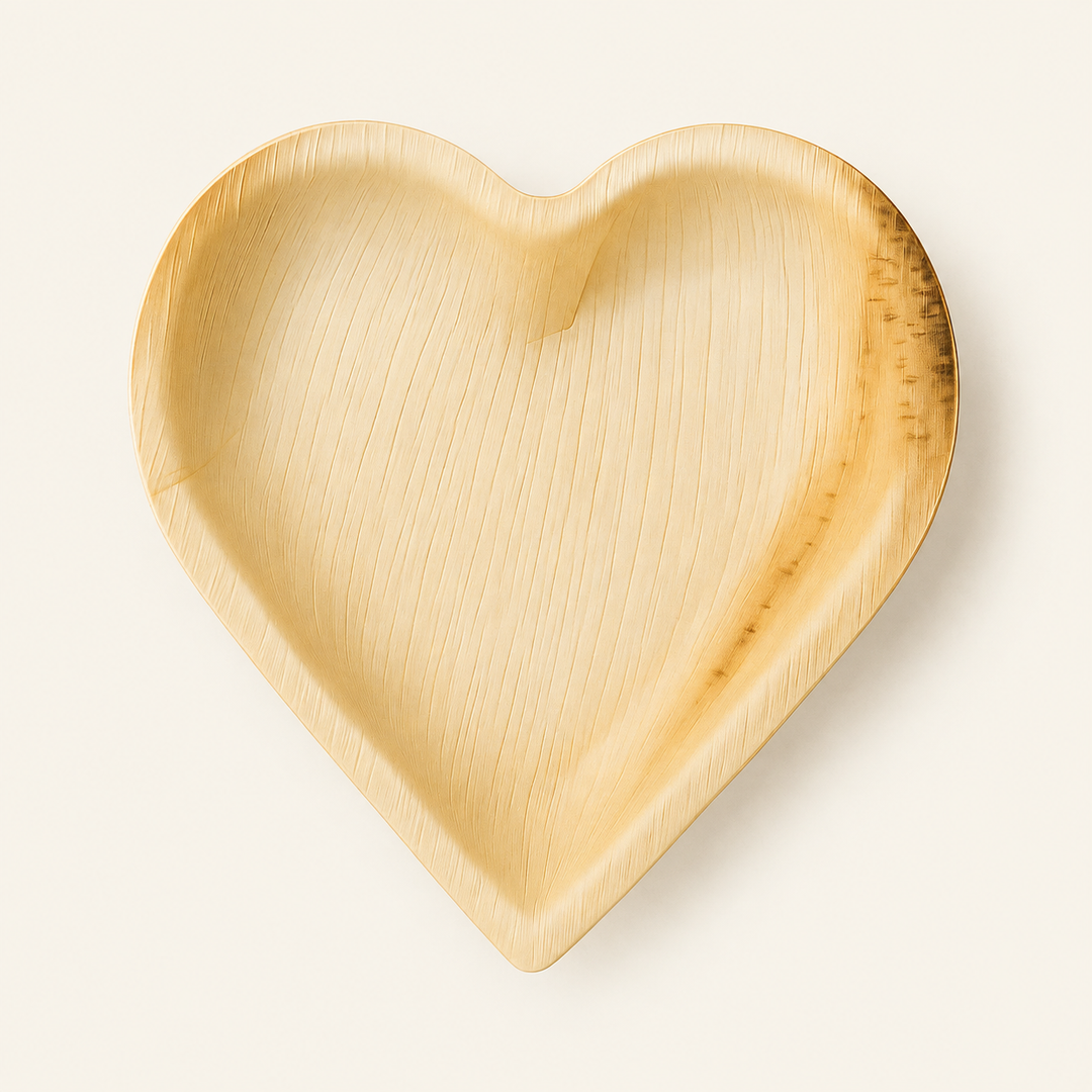 Heart Palm Leaf Bowls – 4, 6.5 Inch by Tia Leaf