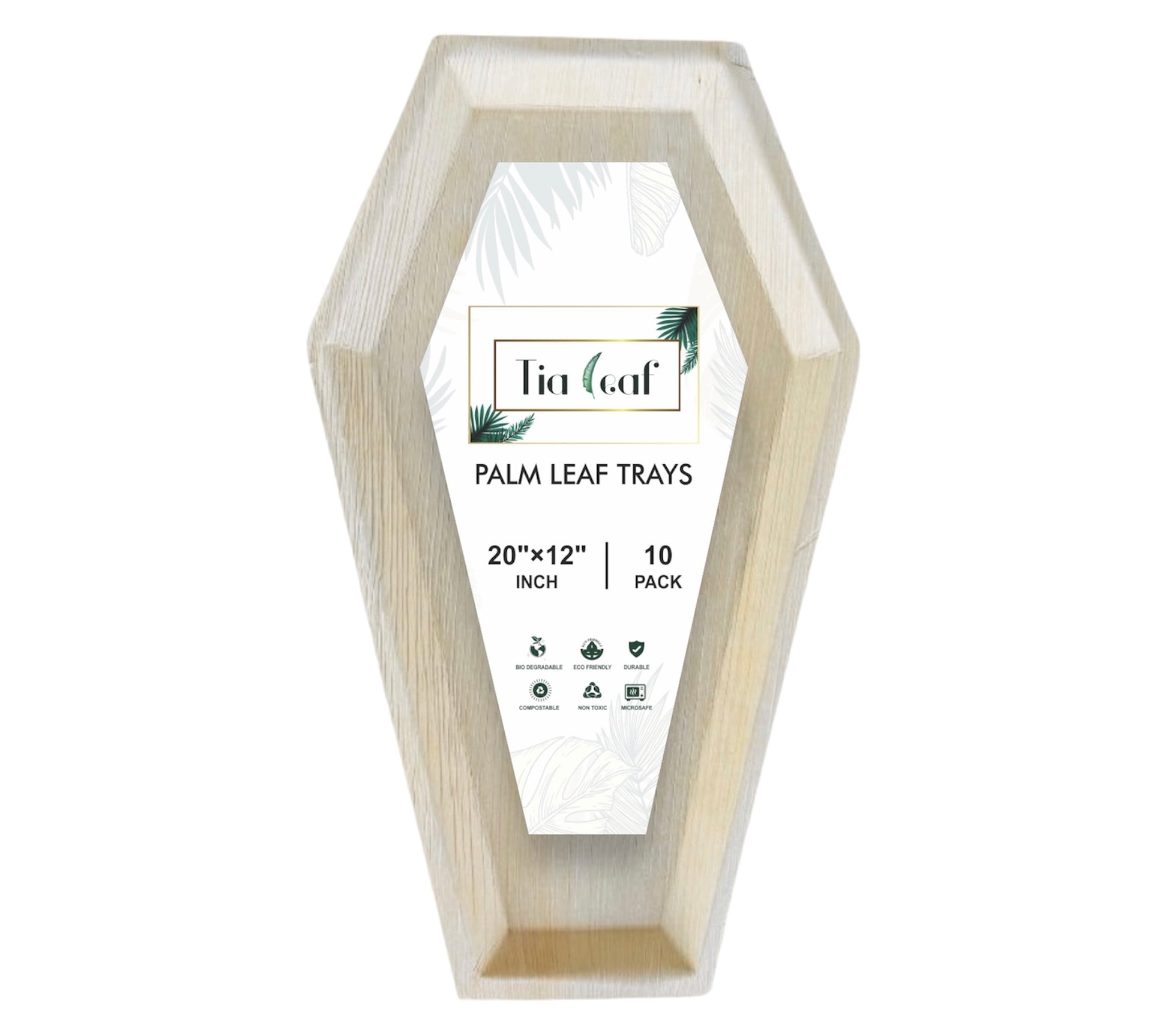 20" x 12" Coffin Palm Leaf Trays - Tia Leaf