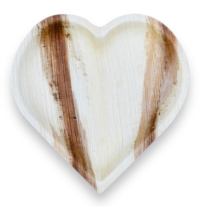 8" Heart Shaped Palm Leaf Plates - Tia Leaf