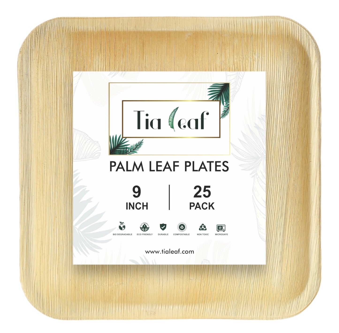 9" Square Palm Leaf Plates