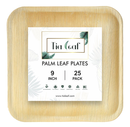 9" Square Palm Leaf Plates - Tia Leaf