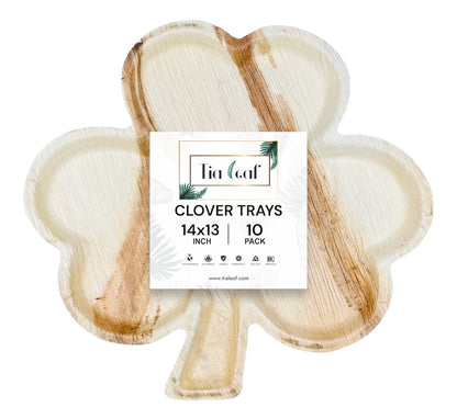 14" x 13" St Patricks Clover Shaped Palm Leaf Trays - Tia Leaf