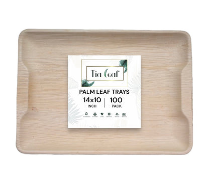 14" x 10" Rectangle Palm Leaf Trays - Tia Leaf