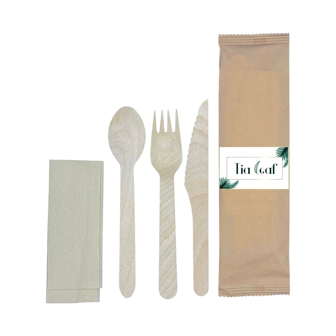 Wooden Cutlery Set with Napkin