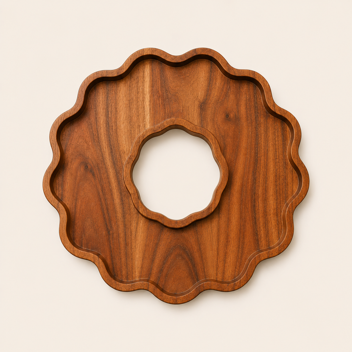 Wreath Shape Wooden Serving Tray & Chopping Board