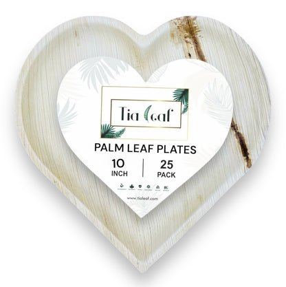 10" Heart Shaped Palm Leaf Plates - Tia Leaf