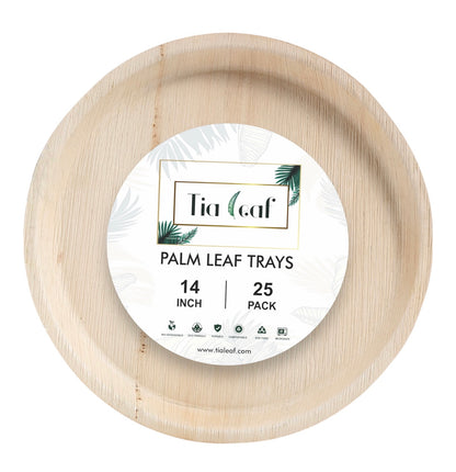 14" Round Palm Leaf Trays - Tia Leaf