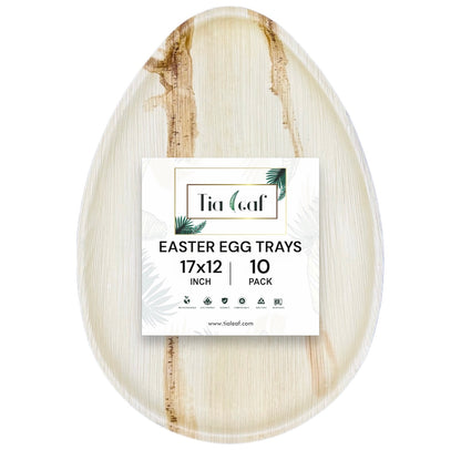 17" x 12" Easter Egg Shaped Palm Leaf Trays - Tia Leaf