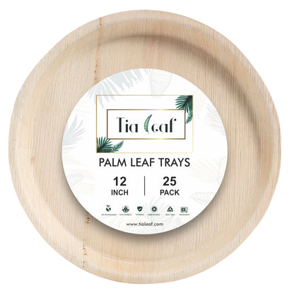 12" Round Palm Leaf Trays - Tia Leaf