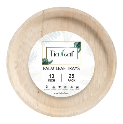 13" Round Palm Leaf Trays - Tia Leaf