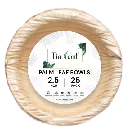 2.5" Round Palm Leaf Bowls - Tia Leaf