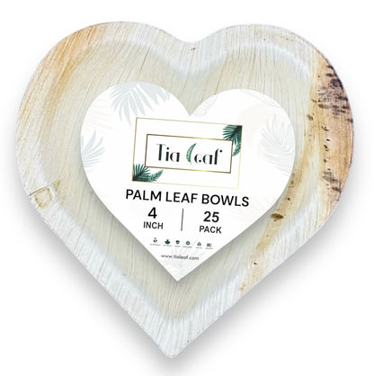 4" Heart Shaped Palm Leaf Bowls - Tia Leaf