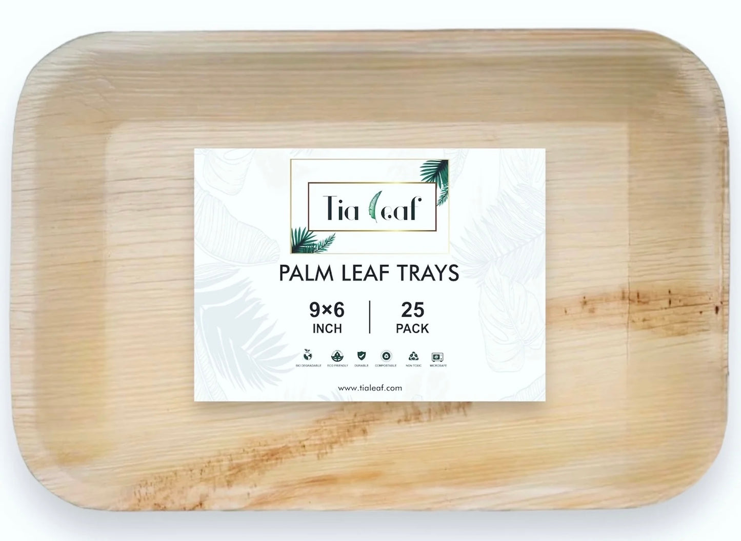 9" x 6" Rectangle Palm Leaf Trays - Tia Leaf