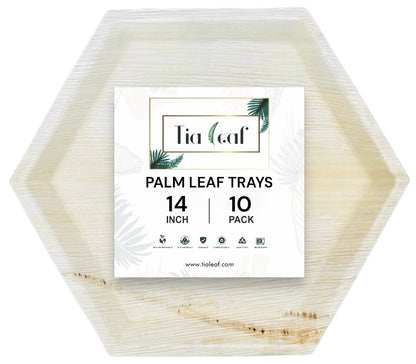 14" Hexagon Palm Leaf Trays - Tia Leaf