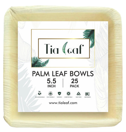 5.5" Square Palm Leaf Bowls - Tia Leaf