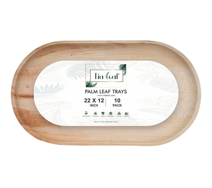 22" x 12" Oval Palm Leaf Trays - Tia Leaf