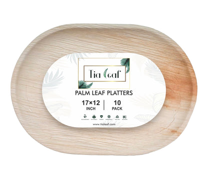 17" x 12" Oval Palm Leaf Trays - Tia Leaf