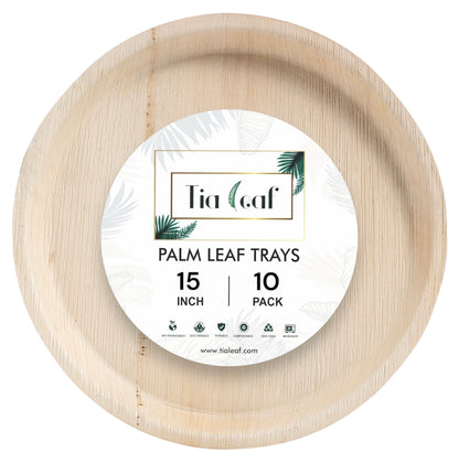 15" Round Palm Leaf Trays - Tia Leaf