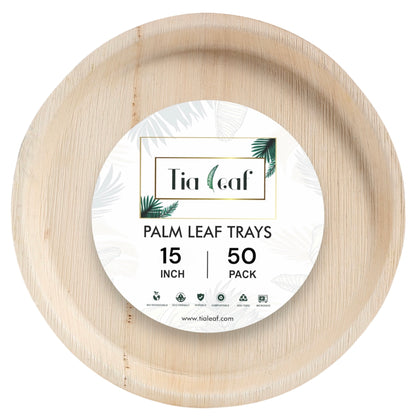 15" Round Palm Leaf Trays - Tia Leaf