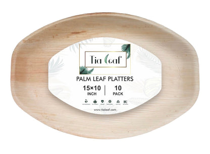 15" x 10" Oval Palm Leaf Trays - Tia Leaf