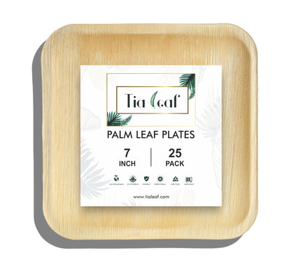 7" Square Palm Leaf Plates - Tia Leaf