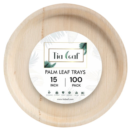 15" Round Palm Leaf Trays - Tia Leaf