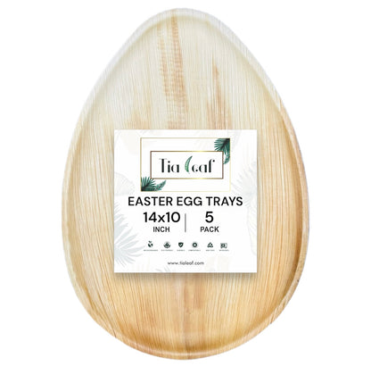 14" x 10" Easter Egg Shaped Palm Leaf Trays - Tia Leaf