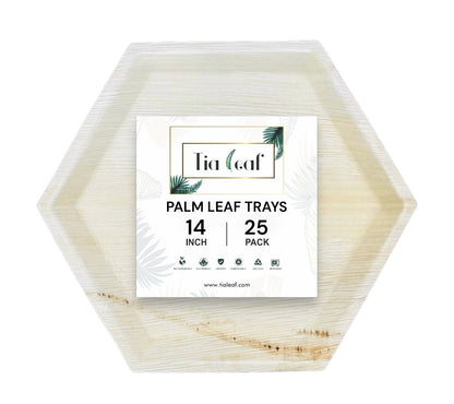 14" Hexagon Palm Leaf Trays - Tia Leaf