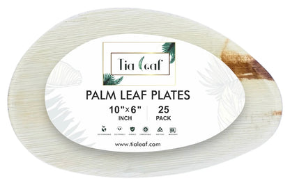 10"x6" Oval Palm Leaf Plates - Tia Leaf