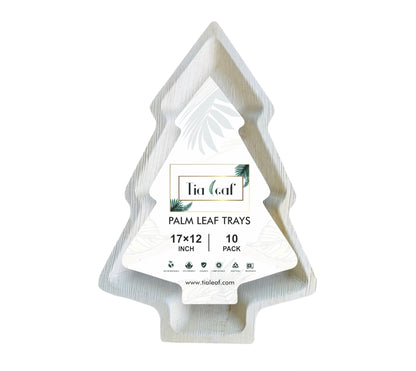 17" x 12" Tree Shaped Palm Leaf Trays - Tia Leaf