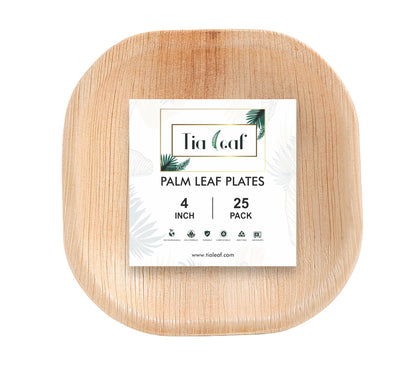 4" Square Palm Leaf Plates - Tia Leaf