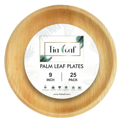 9" Round Palm Leaf Plates - Tia Leaf