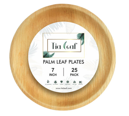 7" Round Palm Leaf Plates - Tia Leaf