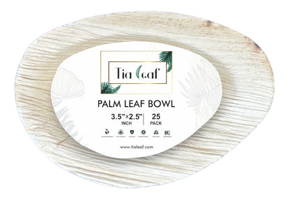 3.5x2.5" Oval Palm Leaf Bowls - Tia Leaf