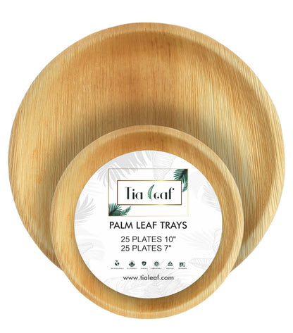 10" + 7" Round Palm Leaf Plates Set - Tia Leaf