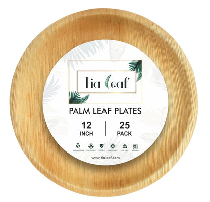 12" Round Palm Leaf Plates - Tia Leaf