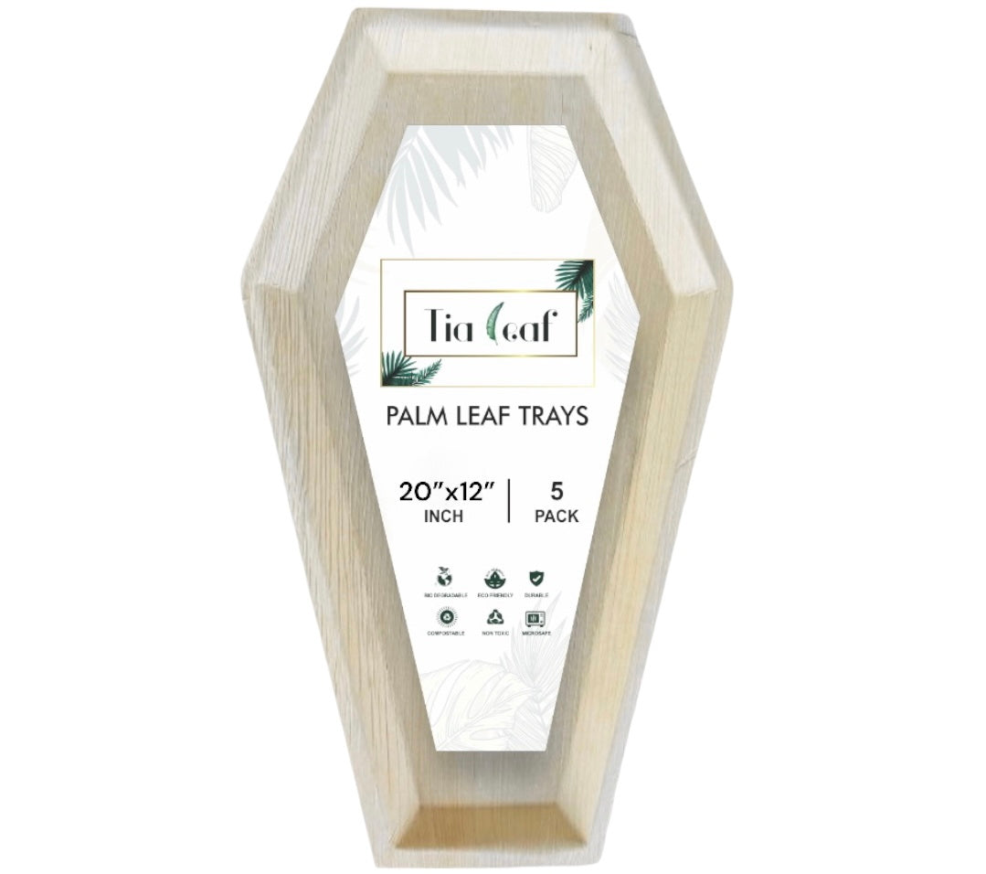 20" x 12" Coffin Palm Leaf Trays - Tia Leaf