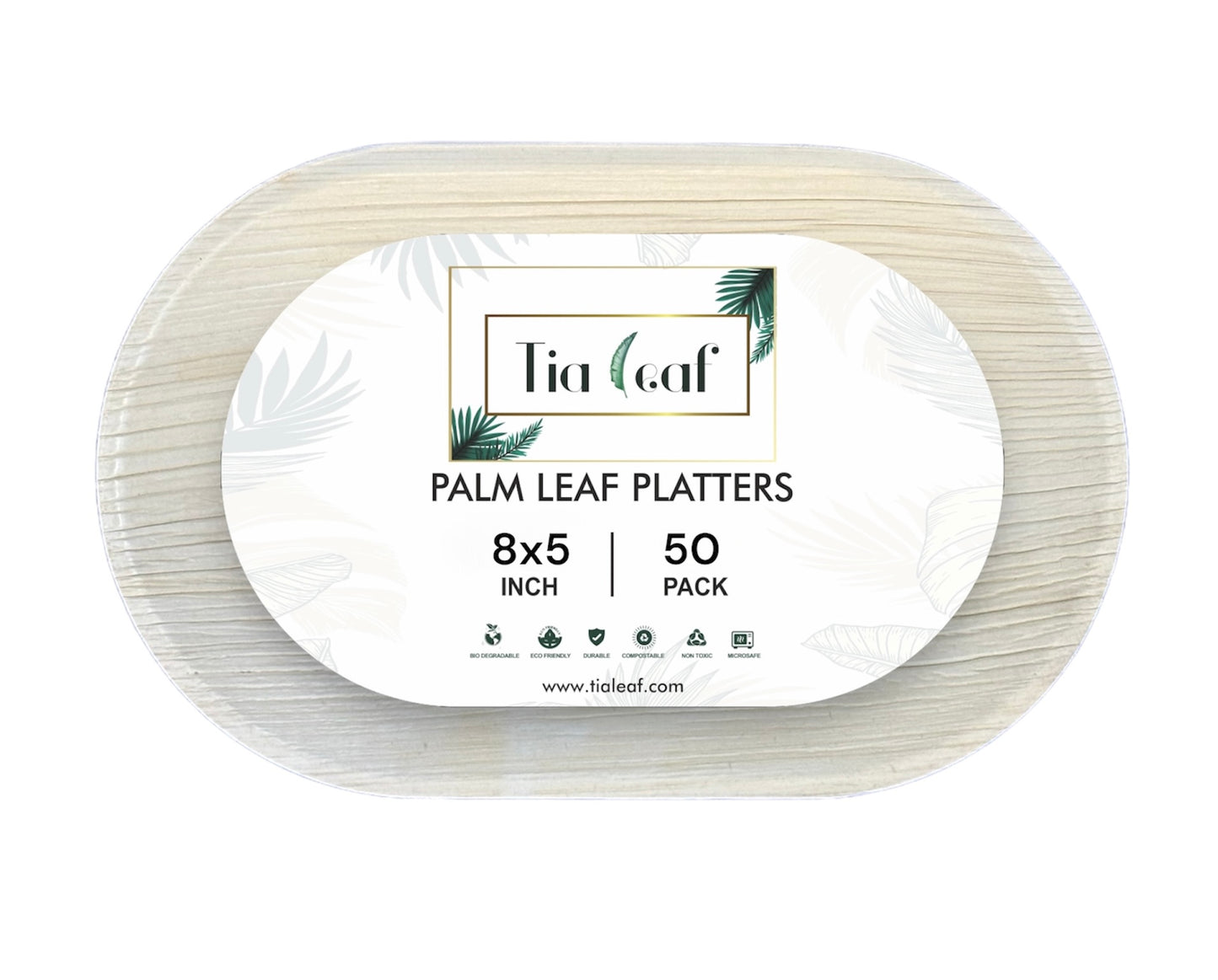 8" x 5" Oval Palm Leaf Plates