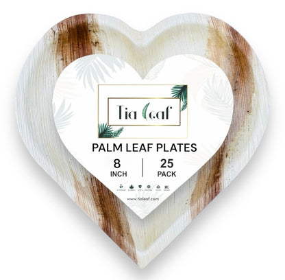 8" Heart Shaped Palm Leaf Plates - Tia Leaf