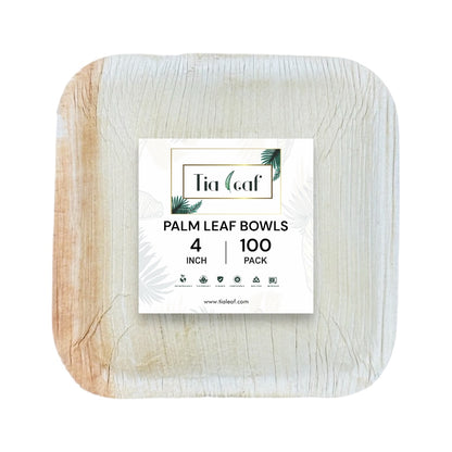 4 Inch Square Disposable Palm Leaf Bowls