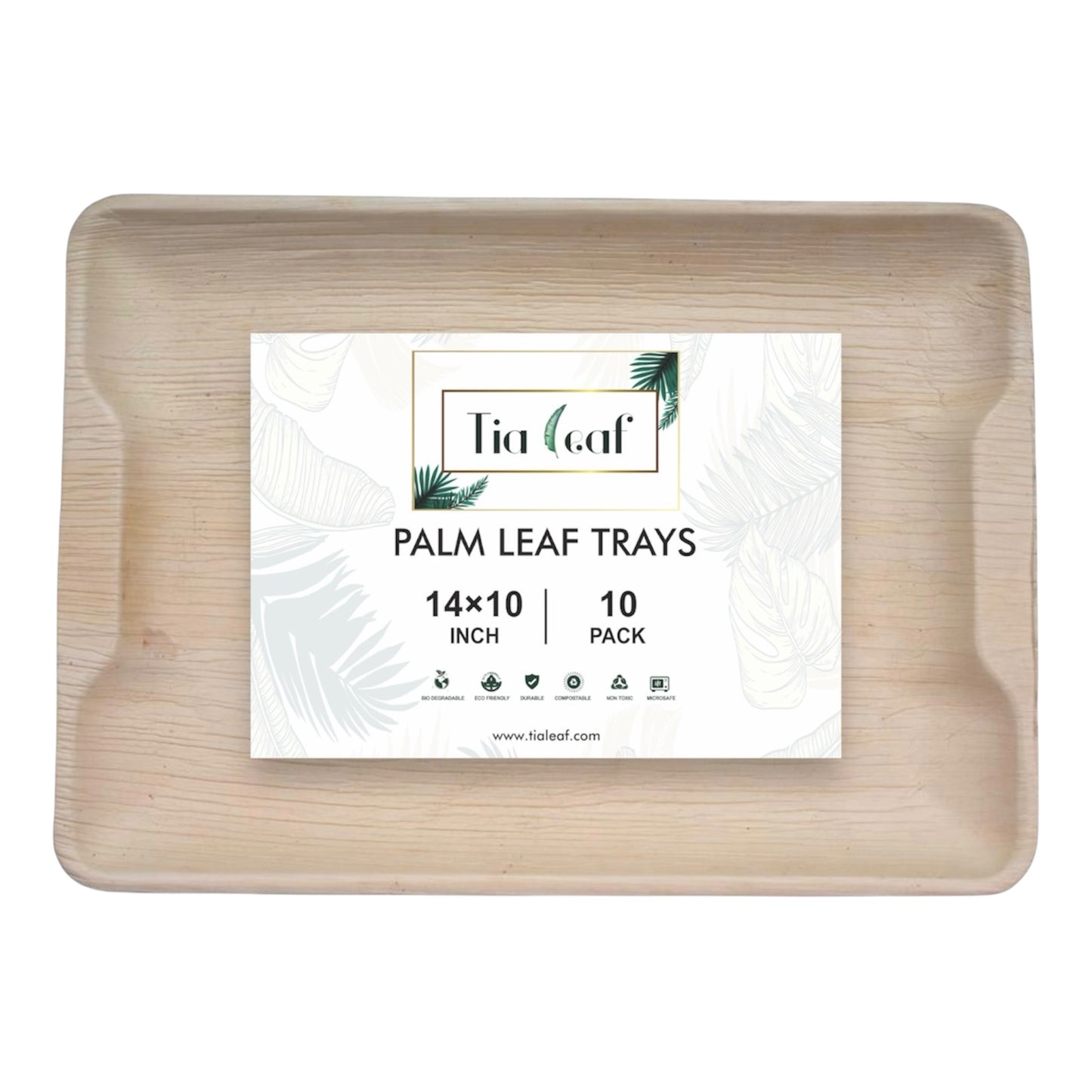 14x10 Inch Rectangle Disposable Palm Leaf Trays