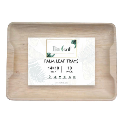 14x10 Inch Rectangle Disposable Palm Leaf Trays